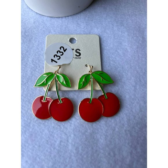 It's Women's Cherry Enamel Dangle Earrings - Picture 1 of 2